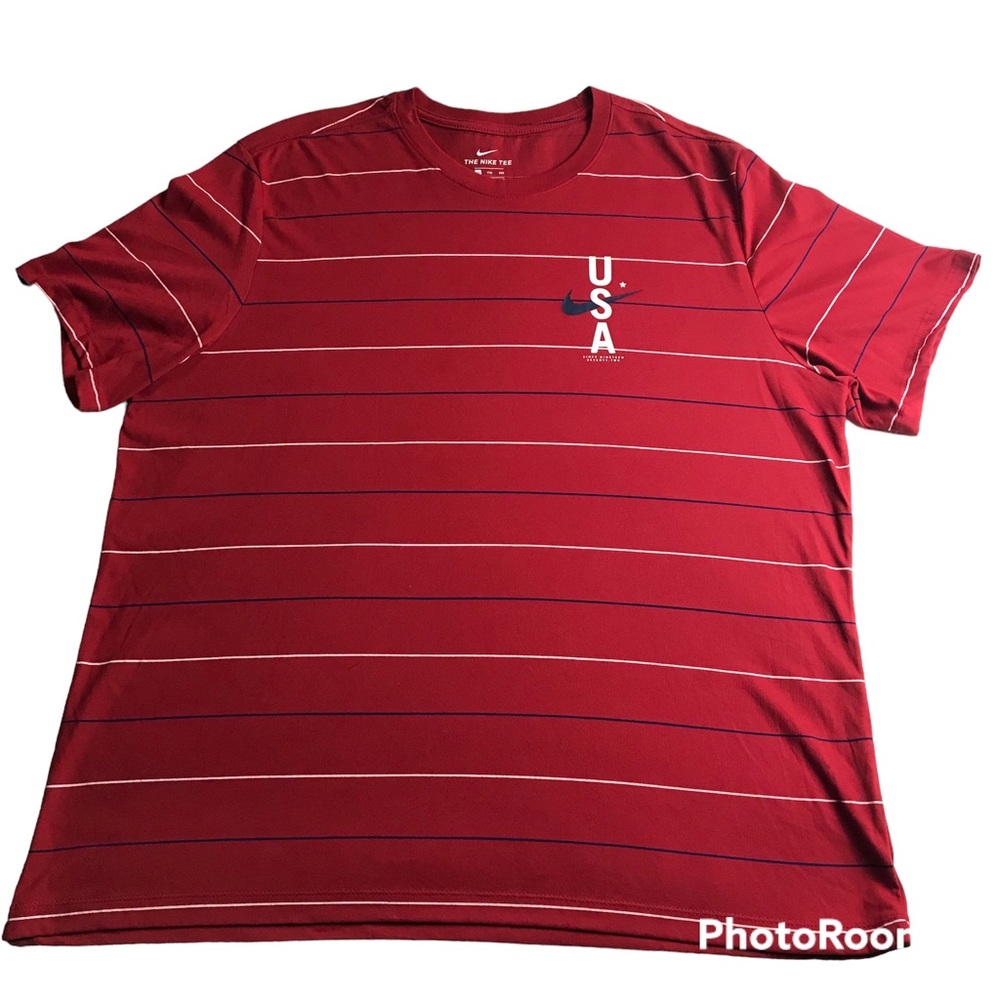 The Nike Tee Men's color Red Striped Short Sleeve T-Shirt Sz XXL Pullover